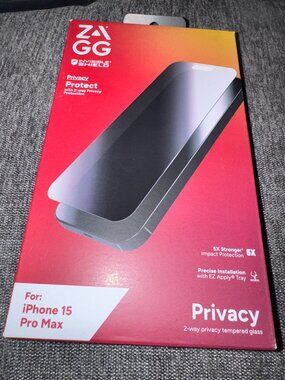 NEW! Zagg Privacy Screen Cover for iPhone 15 Pro Max